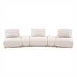 Pemberly Row Modular Curved 3 Seat Sofa in Light Brown Boucle Adjustable Backs