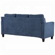 Pemberly Row 78 Inch Sofa Track Armrest in Blue Fabric Seat with Tufted Backrest