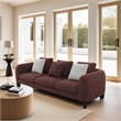 Pemberly Row 109 Inch Sofa with 3 Accent Pillows in Maroon Wine Red Tweed Fabric