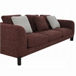 Pemberly Row 109 Inch Sofa with 3 Accent Pillows in Maroon Wine Red Tweed Fabric