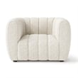 Pemberly Row Accent Chair in White Channel Tufted Boucle Curved Low Back