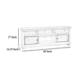 Pemberly Row 60 Inch TV Stand Media Cabinet 2 Doors 4 Shelves in Black Wood