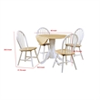 Pemberly Row Round Dining Table and 4 Chairs Set Drop Leaf in White and Brown