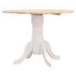 Pemberly Row Round Dining Table and 4 Chairs Set Drop Leaf in White and Brown