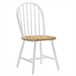 Pemberly Row Round Dining Table and 4 Chairs Set Drop Leaf in White and Brown