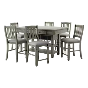 Pemberly Row 7 Piece Counter Height Dining Table and Chair Set Wire Brushed Gray