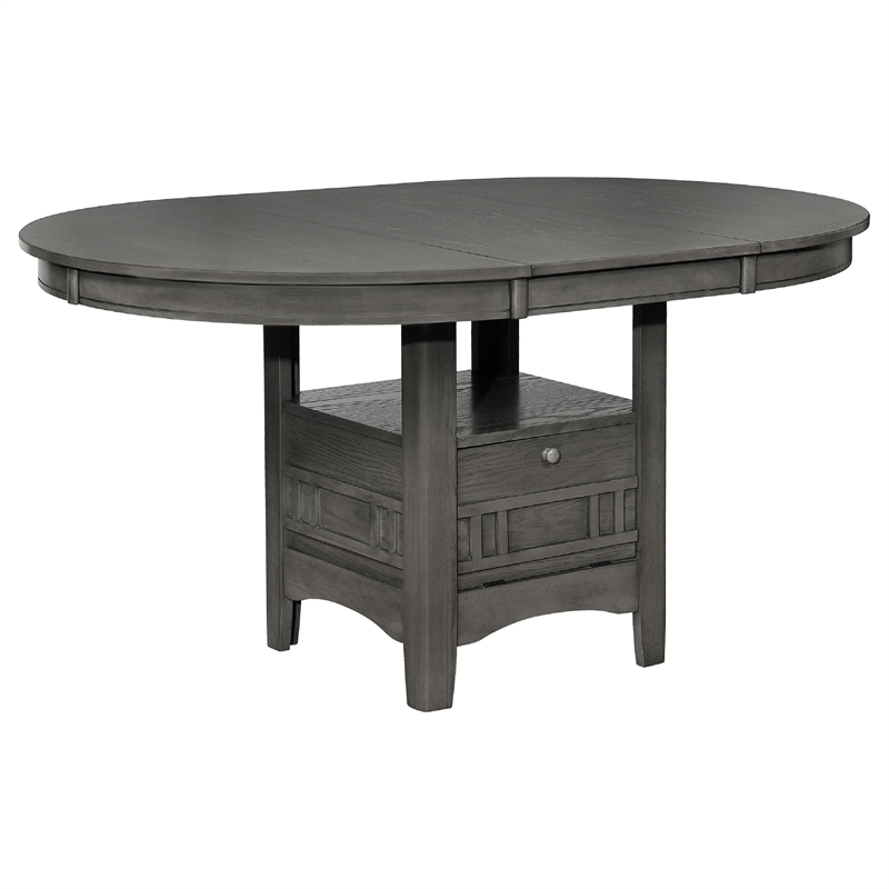 Pemberly Row 5 Piece Dining Set in Gray 4 Padded Chairs Expandable Leaf