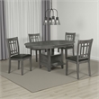 Pemberly Row 5 Piece Dining Set in Gray 4 Padded Chairs Expandable Leaf