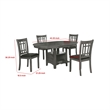 Pemberly Row 5 Piece Dining Set in Gray 4 Padded Chairs Expandable Leaf