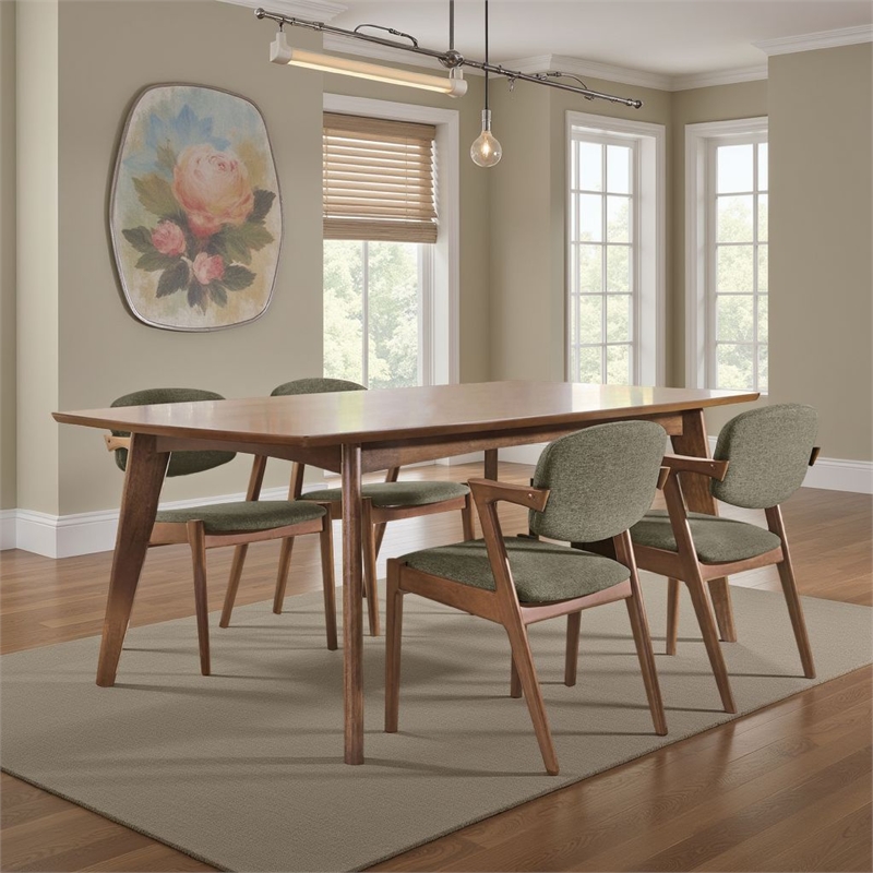 Pemberly Row 5 Piece Dining Table and 4 Chair Set in Gray and Walnut Brown