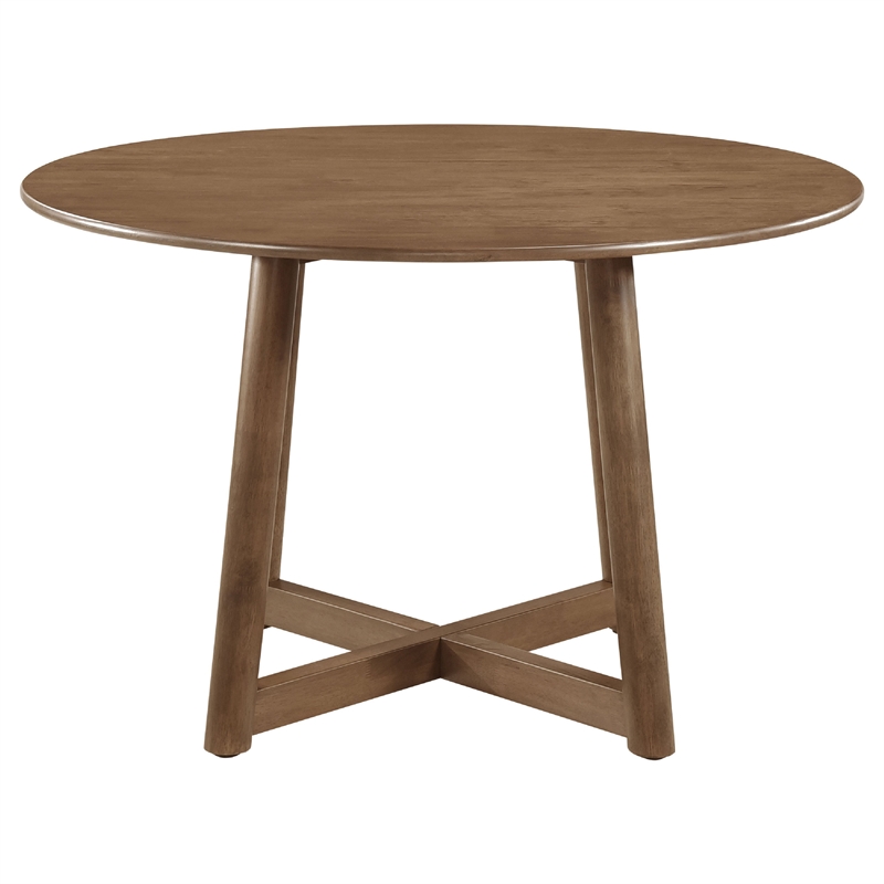 Pemberly Row 5 Pc Dining Table and 4 Chair Set Open Curved Back in Walnut Brown