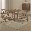 Pemberly Row 5 Pc Dining Table and 4 Chair Set Open Curved Back in Walnut Brown