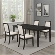 Pemberly Row 5 Piece Extendable Dining Table and 4 Chair Set in Black and Ivory