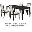 Pemberly Row 5 Piece Extendable Dining Table and 4 Chair Set in Black and Ivory