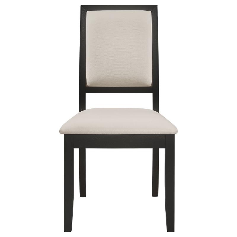 Pemberly Row 7 Piece Extendable Dining Table and 6 Chair Set in Black and Ivory