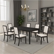 Pemberly Row 7 Piece Extendable Dining Table and 6 Chair Set in Black and Ivory