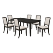 Pemberly Row 7 Piece Extendable Dining Table and 6 Chair Set in Black and Ivory