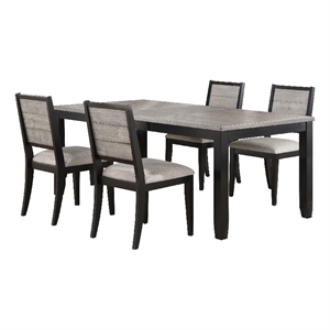Pemberly Row 5 Piece Extendable Dining Table with 4 Chairs Farmhouse Gray Black