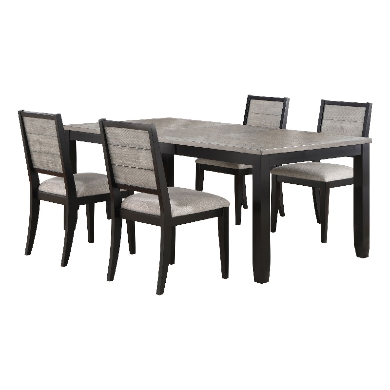 Pemberly Row 5 Piece Extendable Dining Table with 4 Chairs Farmhouse Gray Black
