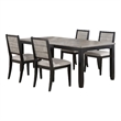 Pemberly Row 5 Piece Extendable Dining Table with 4 Chairs Farmhouse Gray Black