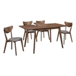 Pemberly Row 5 Piece Extendable Dining Table and 4 Chairs in Walnut Brown Gray