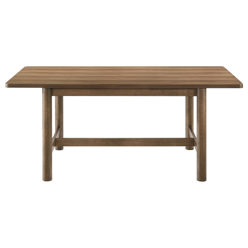 Pemberly Row 7 Pc Dining Table and 6 Chairs Set in Rich Walnut Brown and Beige