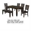 Pemberly Row 6 Piece Dining Table 4 Chairs and Bench Set Brown Faux Leather