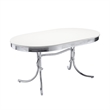 Pemberly Row 5 Pc Dining Table & Chair Set in Red Faux Leather Retro White Oval
