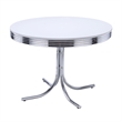Pemberly Row 5Pc Dining Table & Chair Set in Black Faux Leather White Round