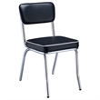 Pemberly Row 5Pc Dining Table & Chair Set in Black Faux Leather White Round