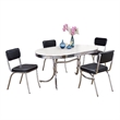 Pemberly Row 5 Pc Oval Dining Set with 4 Chairs Retro Design Chrome White Black