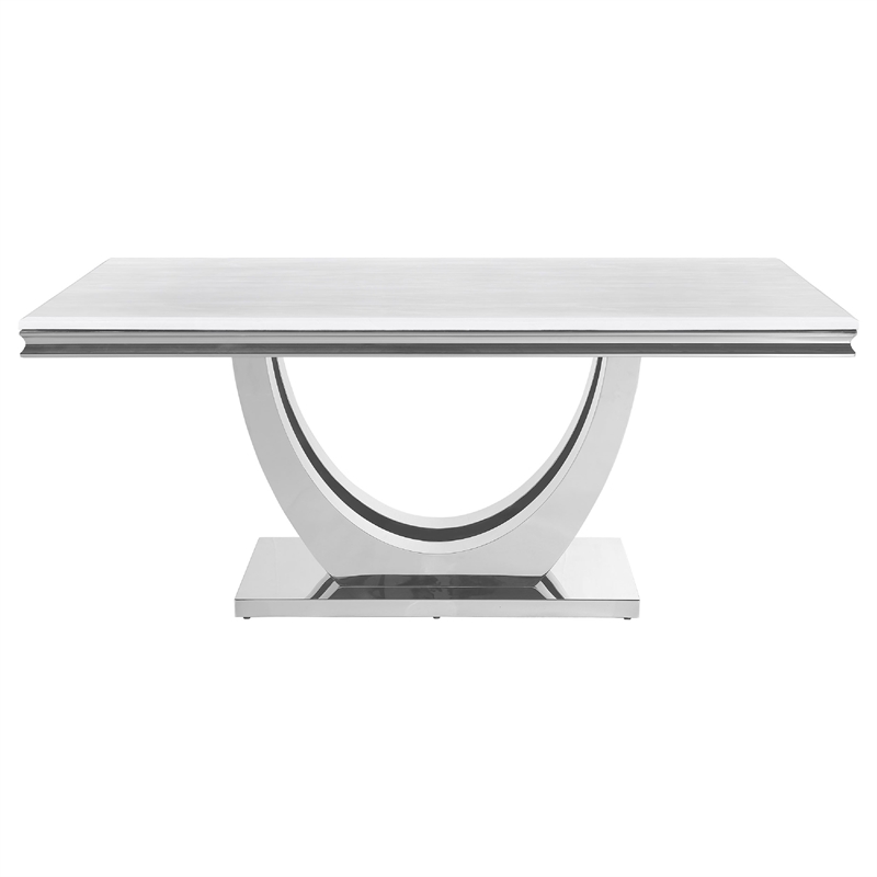 Pemberly Row 5 Piece Dining Table Set Modern Gray Faux Marble Top 4 Side Chairs