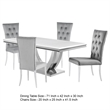 Pemberly Row 5 Piece Dining Table Set Modern Gray Faux Marble Top 4 Side Chairs