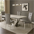 Pemberly Row 5 Piece Dining Table Set Modern Gray Faux Marble Top 4 Side Chairs