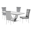 Pemberly Row 5 Piece Dining Table Set Modern Gray Faux Marble Top 4 Side Chairs
