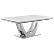 Pemberly Row 7 Piece Dining Table Set Modern Gray Faux Marble Top 6 Side Chairs