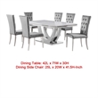 Pemberly Row 7 Piece Dining Table Set Modern Gray Faux Marble Top 6 Side Chairs