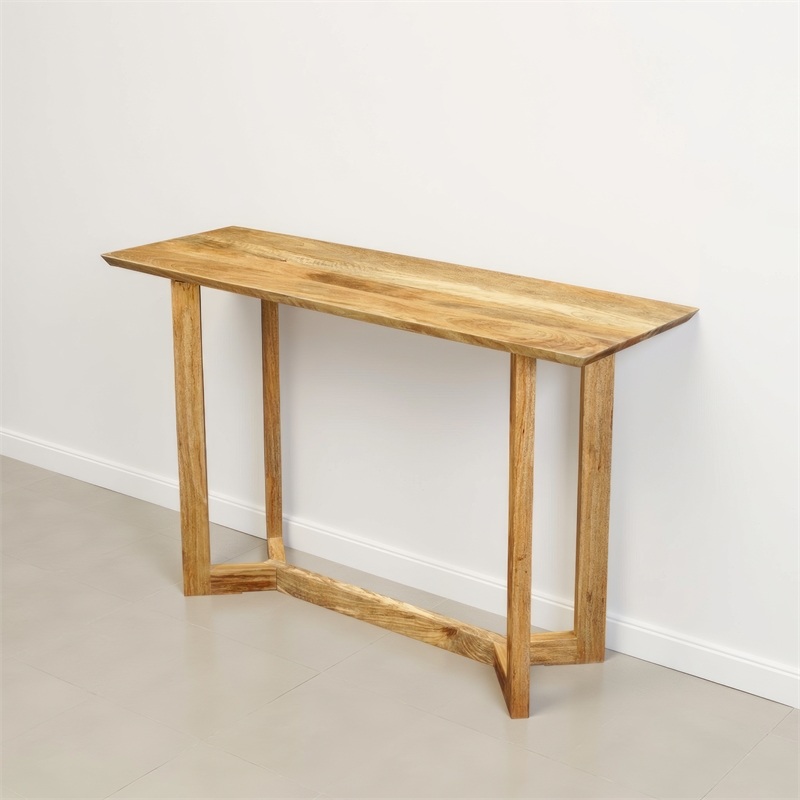 Pemberly Row 48 Inch Console Table Rectangular Top Open Frame Trestle Base