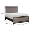 Pemberly Row Queen Size Platform Bed Silver Banding Polyester Upholstery Black