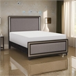 Pemberly Row Queen Size Platform Bed Silver Banding Polyester Upholstery Black