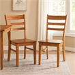 Pemberly Row Dining Chair Set of 2 with Ladderback Design in Light Brown