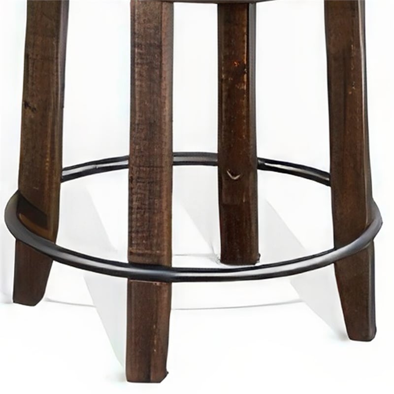 Pemberly Row Swivel Counter Stool Set of 2 in Black Faux Leather Dark Brown