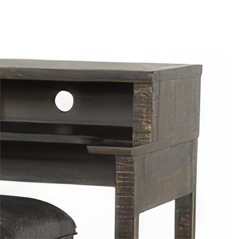 Pemberly Row 74 Inch Console Table with 3 Compartments in Dark Brown
