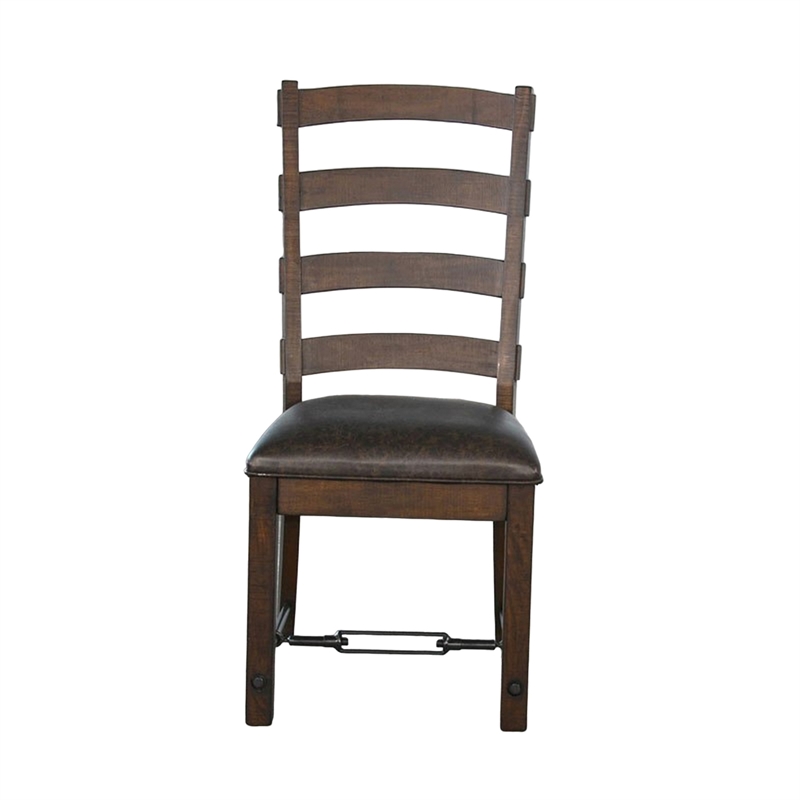 Pemberly Row 19 Inch Dining Side Chair Set of 2 in Fabric and Dark Brown