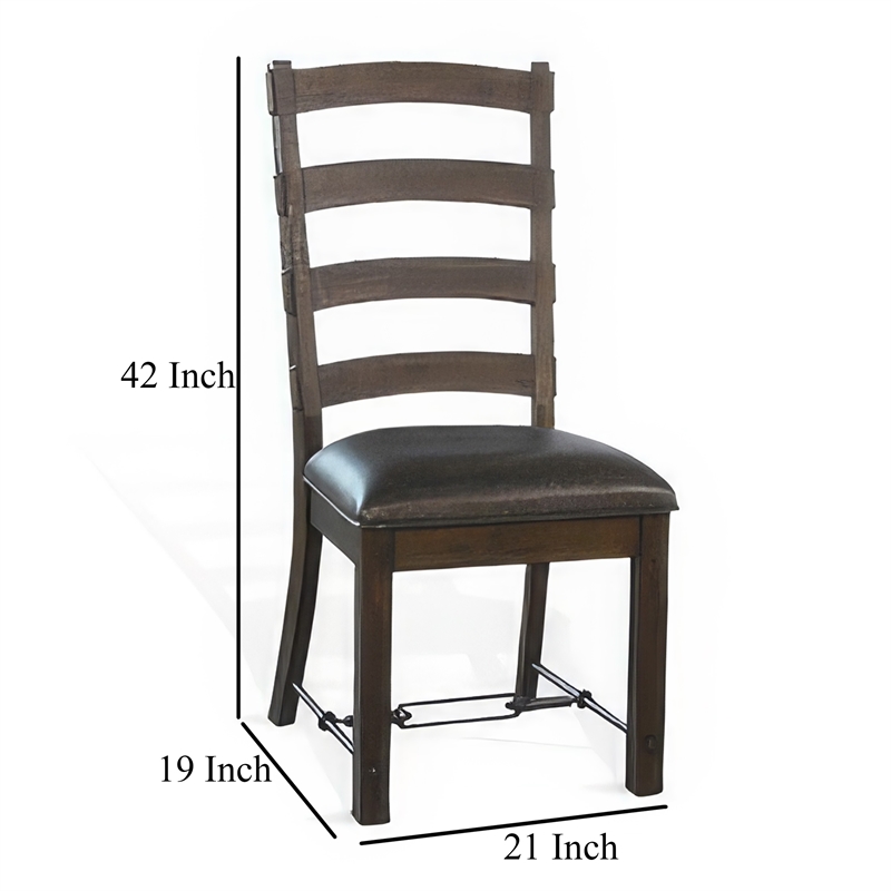 Pemberly Row 19 Inch Dining Side Chair Set of 2 in Fabric and Dark Brown