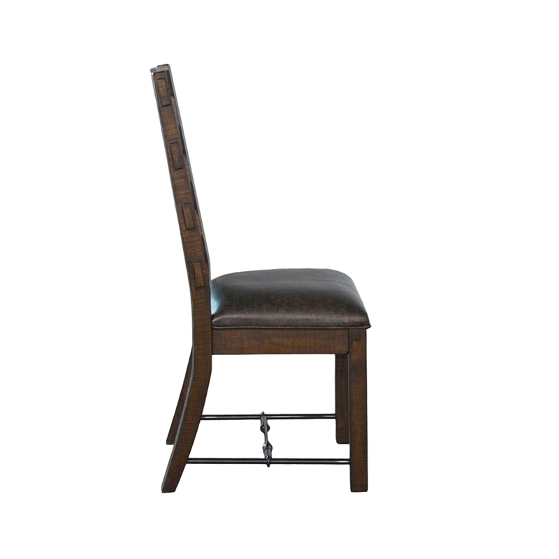 Pemberly Row 19 Inch Dining Side Chair Set of 2 in Fabric and Dark Brown