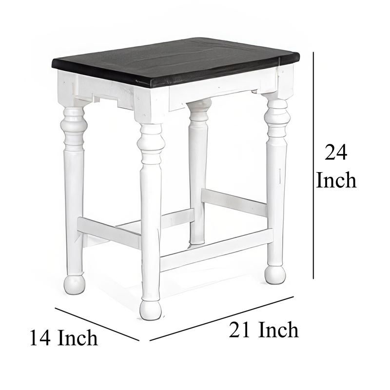 Pemberly Row Counter Height Stool Set of 2 in White and Dark Brown Wood