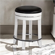 Pemberly Row Swivel Counter Stool Set of 2 in Black Faux Leather White Wood