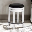 Pemberly Row Swivel Counter Stool Set of 2 in Black Faux Leather White Wood