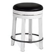 Pemberly Row Swivel Counter Stool Set of 2 in Black Faux Leather White Wood